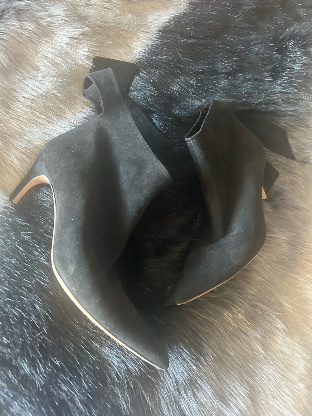 Dior black suede boots with bow tie NWOT